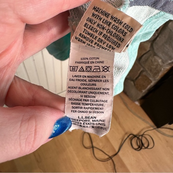 L.L. Bean Blue Cotton Quarter Zip Pullover Sweater - Picture 7 of 7